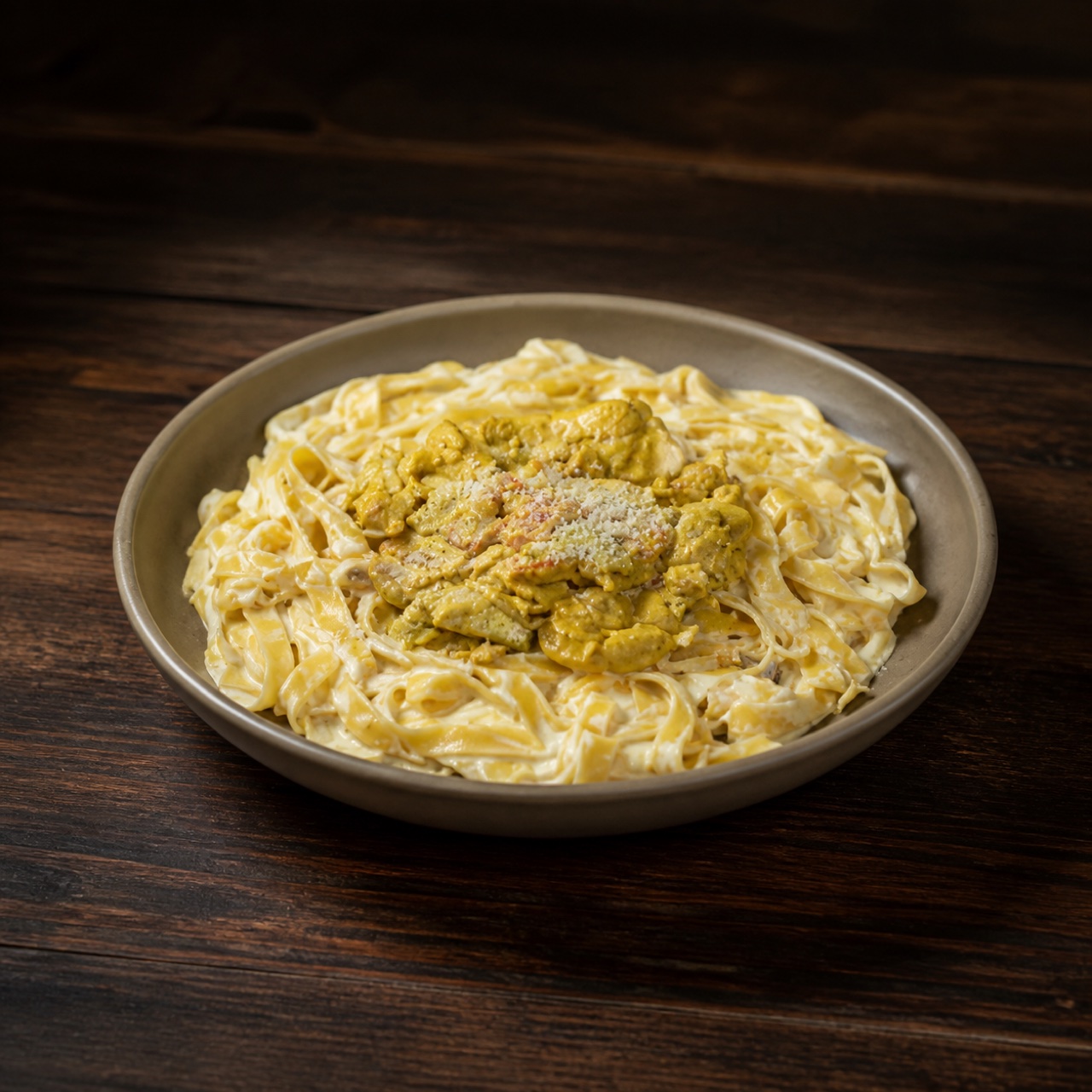 Köri Soslu Mantarlı Tavuklu Fettuccine
