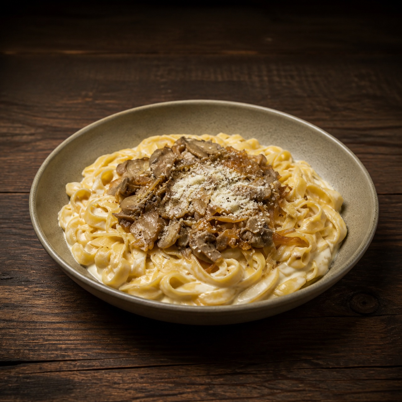 Soğanlı Mantarlı Fettuccine